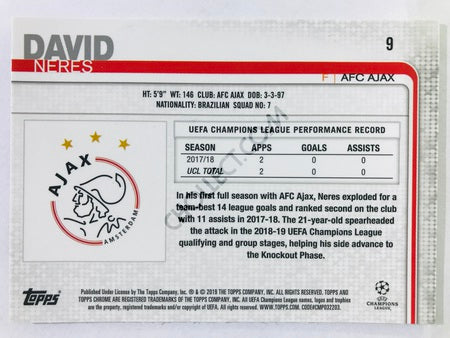 David Neres - AFC Ajax 2018-19 Topps Chrome UCL #9