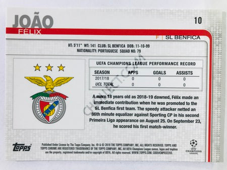 Joao Felix - SL Benfica 2018-19 Topps Chrome UCL #10
