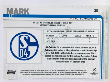 Mark Uth - FC Schalke 04 2018-19 Topps Chrome UCL #30