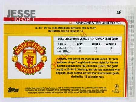 Jesse Lingard - Manchester United FC 2018-19 Topps Chrome UCL #46