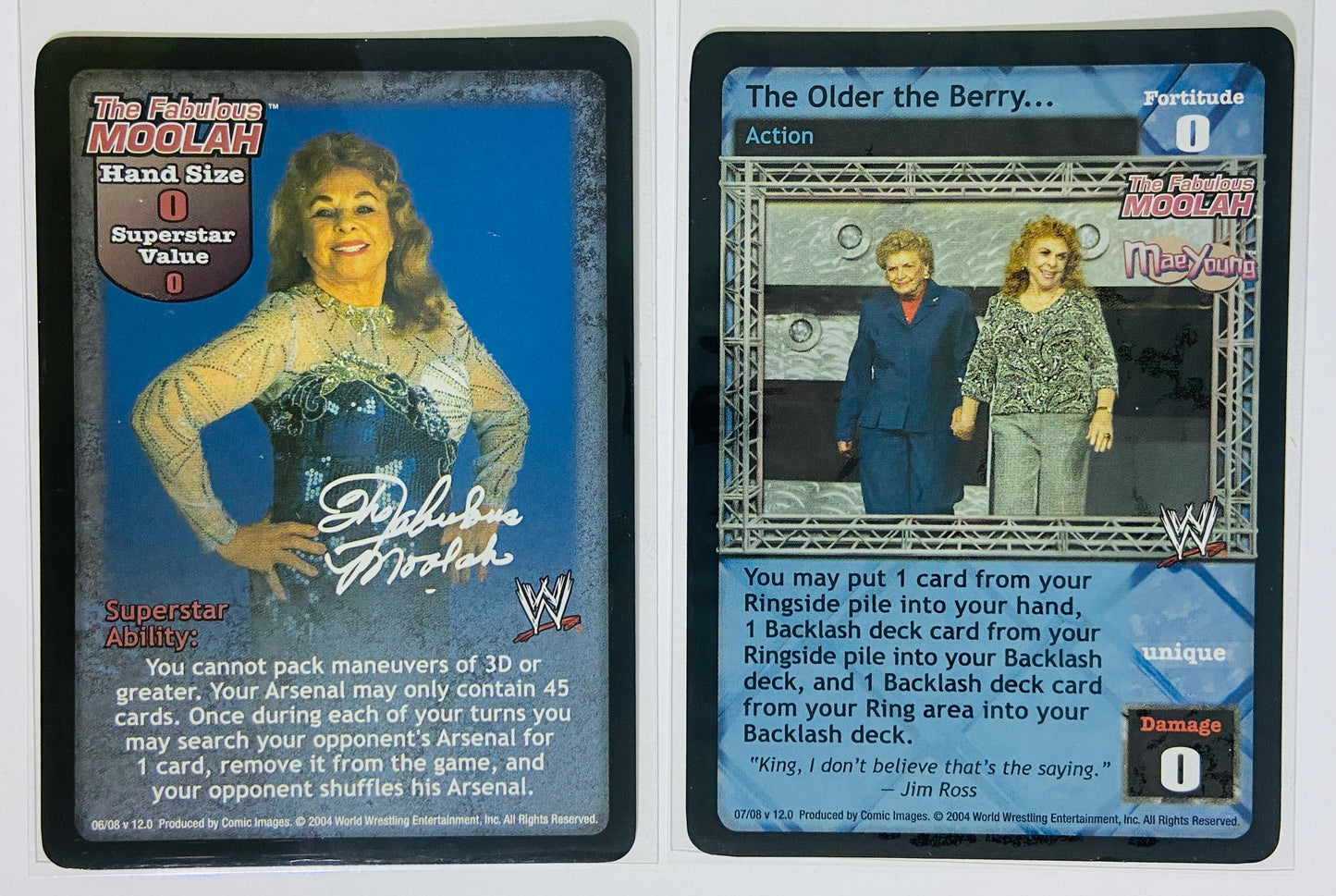 The Fabulous Moolah 2-Card Lot (Foils, Superstar Card, Rares)