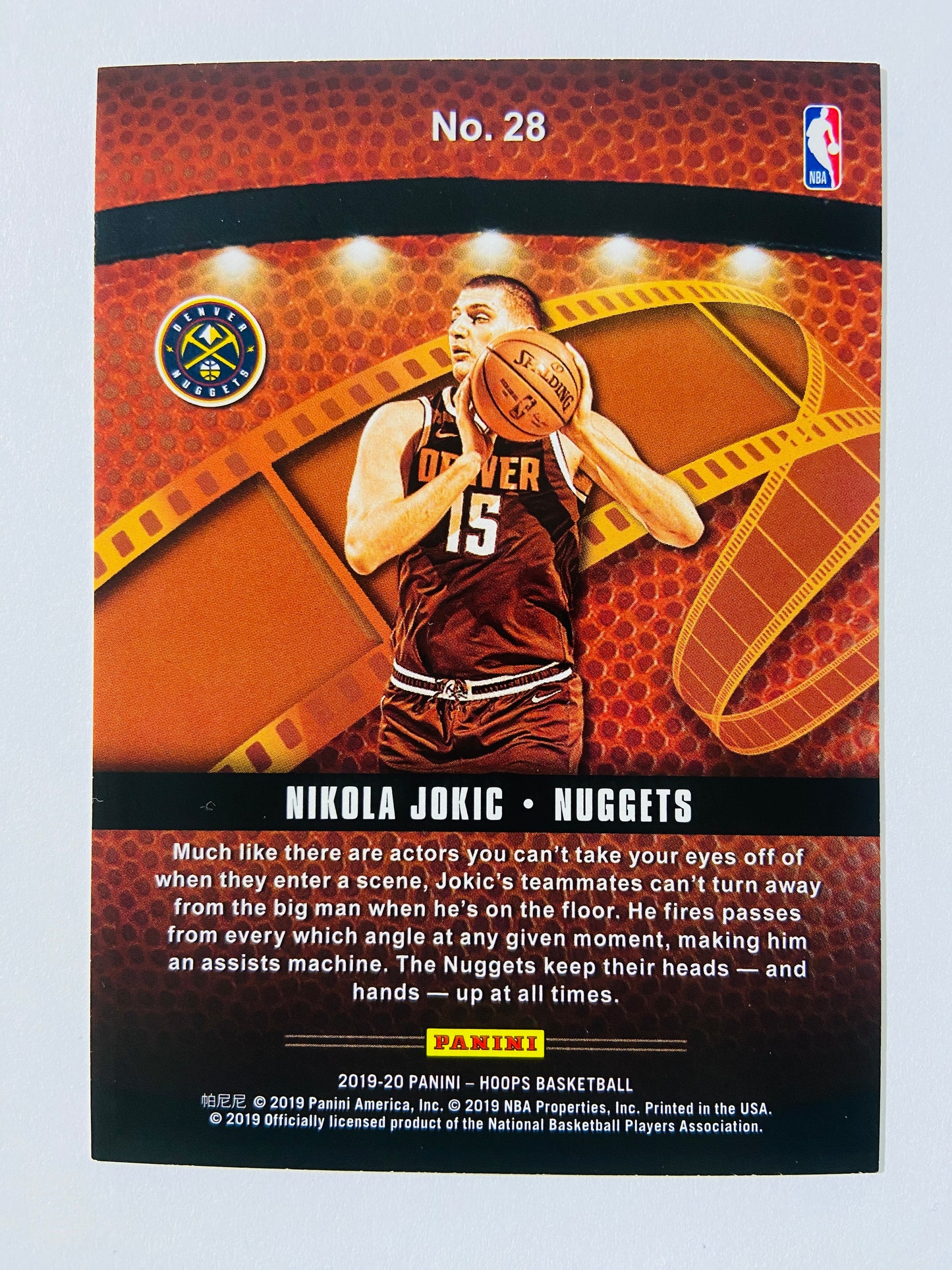 Nikola Jokic - Denver Nuggets 2019-20 Panini Hoops Lights, Camera, Action Insert #28