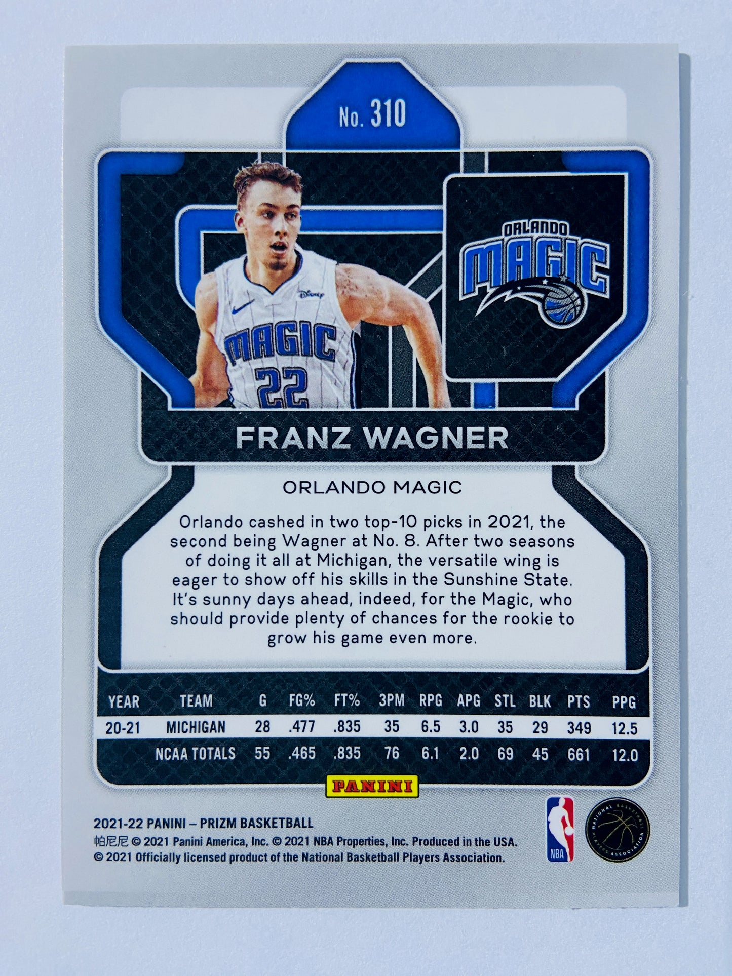 Franz Wagner - Orlando Magic 2021-22 Panini Prizm RC Rookie #310