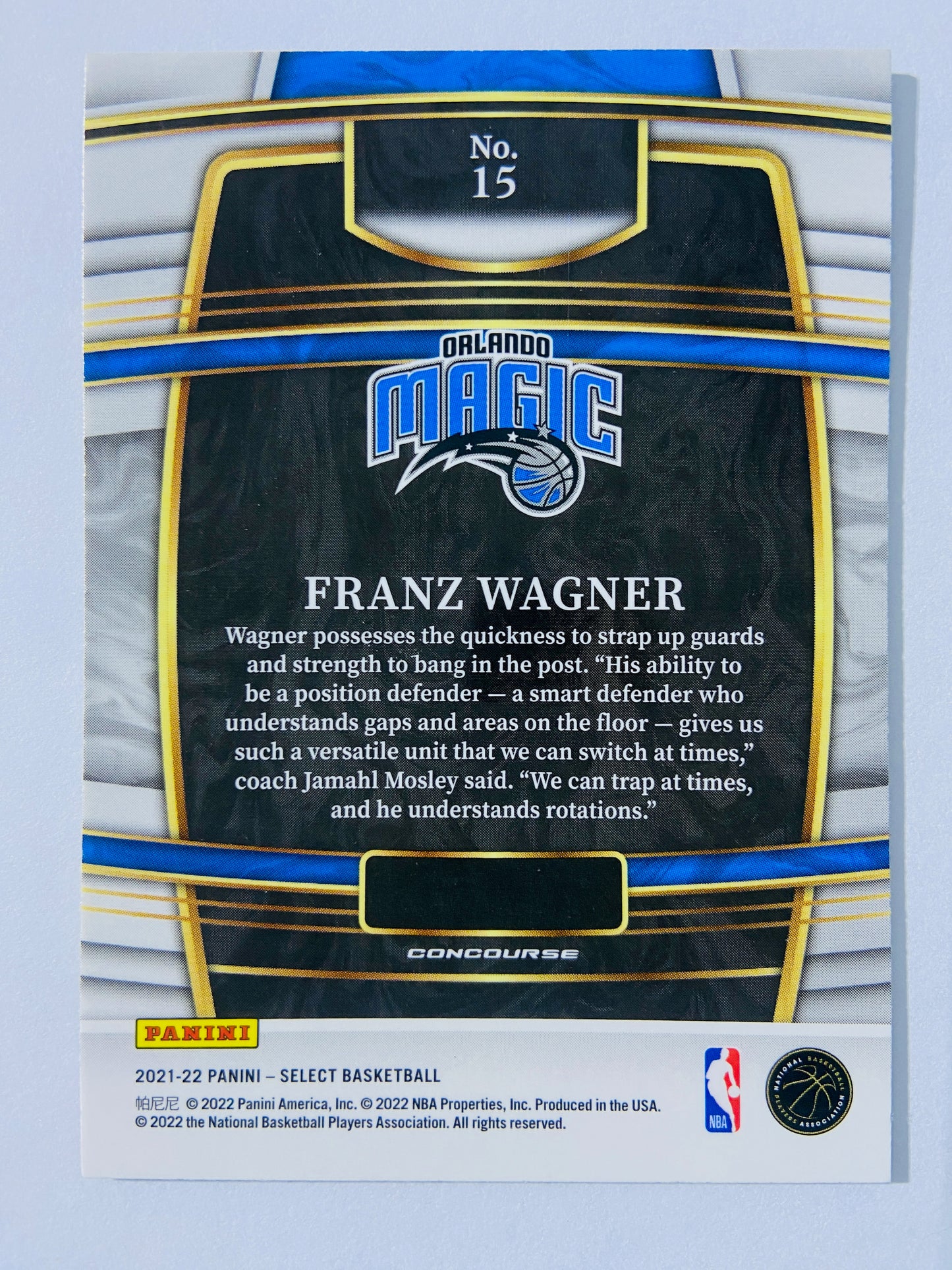 Franz Wagner - Orlando Magic 2021-22 Panini Select Concourse Blue Parallel RC Rookie #15