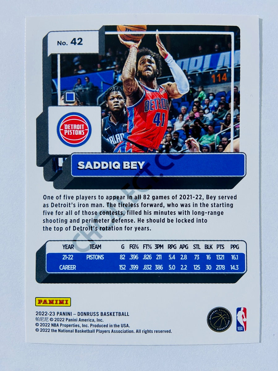 Saddiq Bey - Detroit Pistons 2022-23 Panini Donruss #42