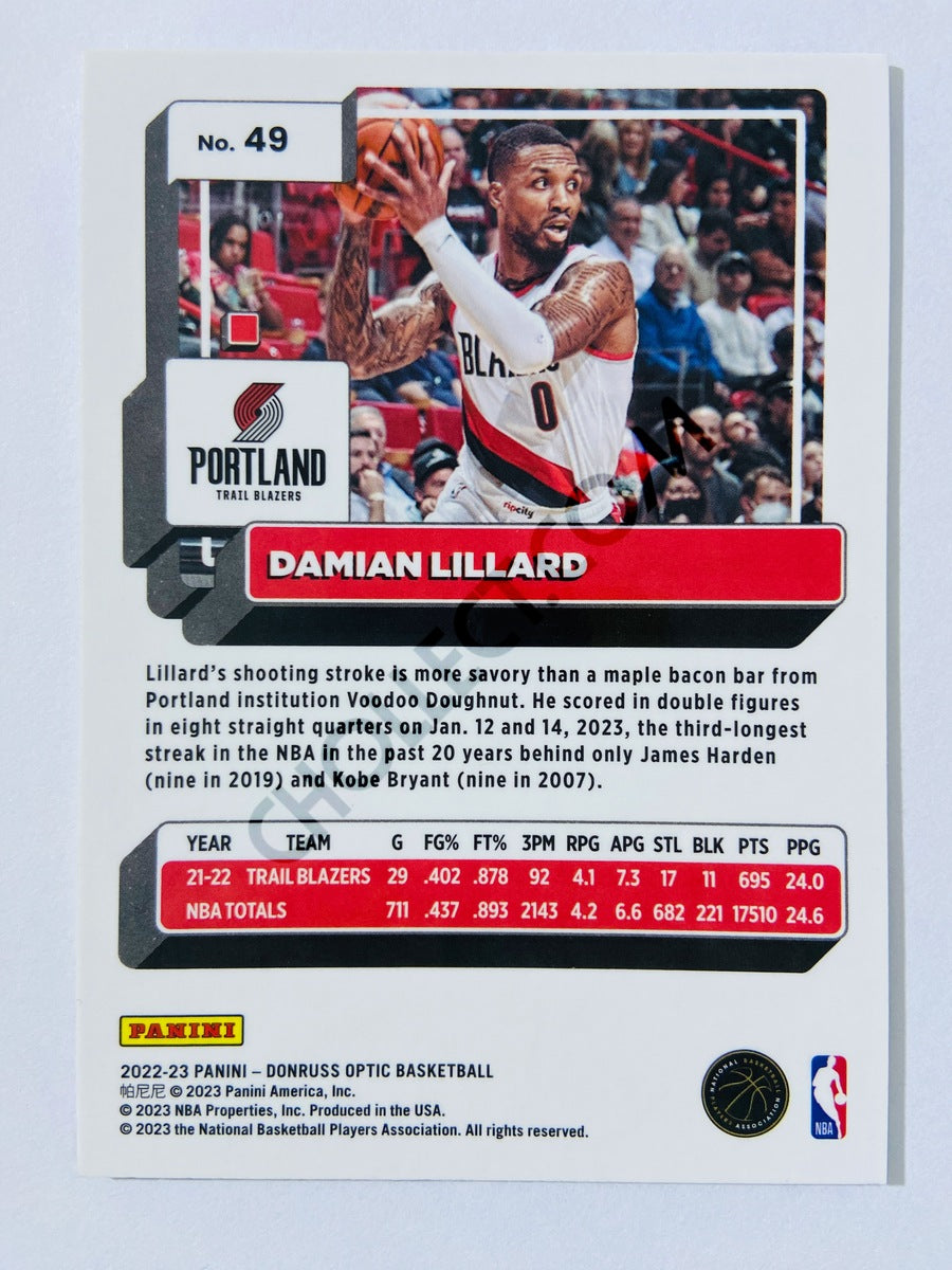 Damian Lillard - Portland Trail Blazers 2022-23 Panini Donruss Optic #49