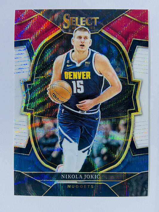 Nikola Jokic - Denver Nuggets 2022-23 Panini Select Concourse Tri-Color Wave Prizm Red/White/Blue Parallel #1