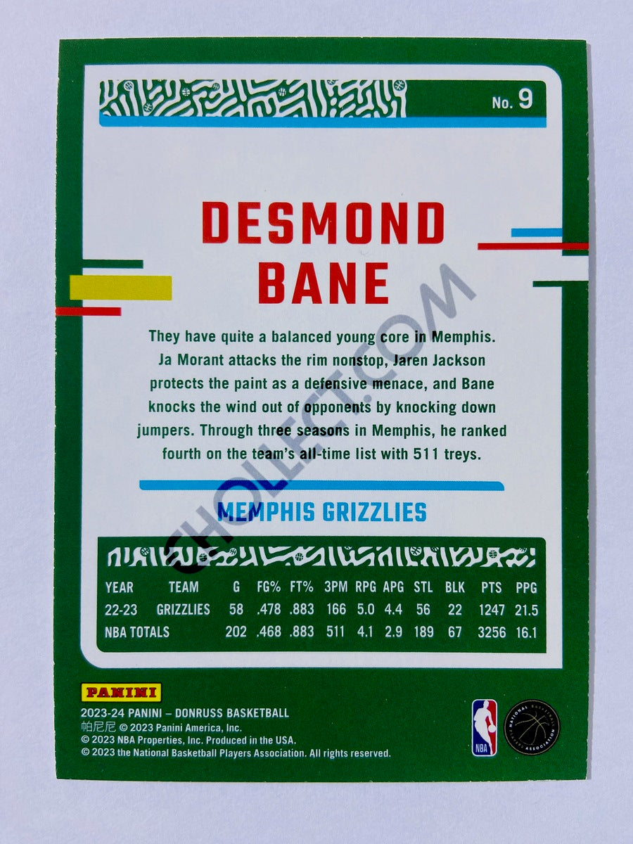 Desmond Bane - Memphis Grizzlies 2023-24 Panini Donruss Holo Green Laser Parallel #9