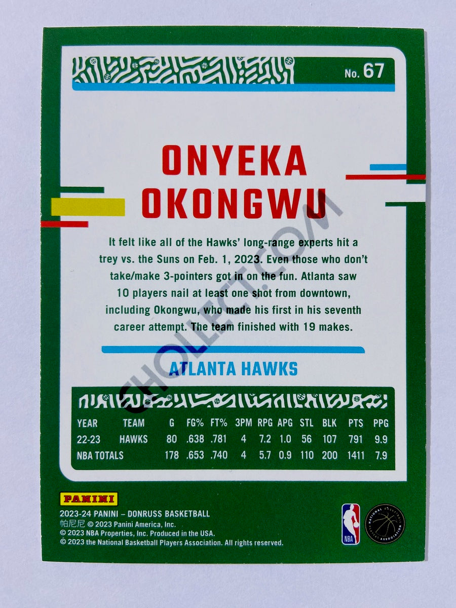 Onyeka Okongwu - Atlanta Hawks 2023-24 Panini Donruss Holo Green Laser Parallel #67
