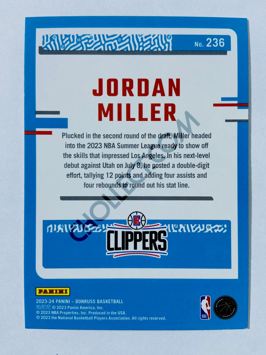 Jordan Miller - Los Angeles Clippers 2023-24 Panini Donruss Holo Green Laser Parallel Rated Rookie #236