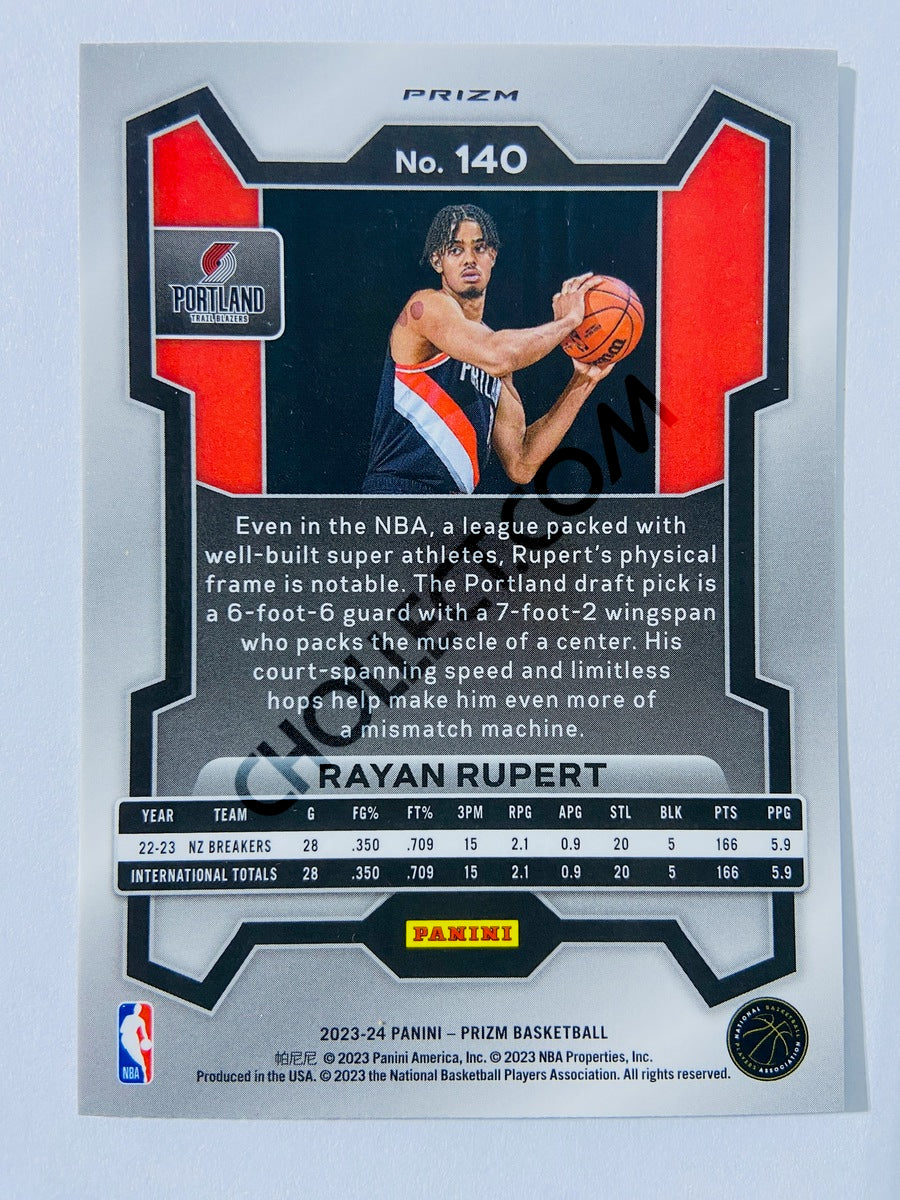 Rayan Rupert – Portland Trail Blazers 2023-24 Panini Prizm Cracked Ice Prizm Parallel RC Rookie #140