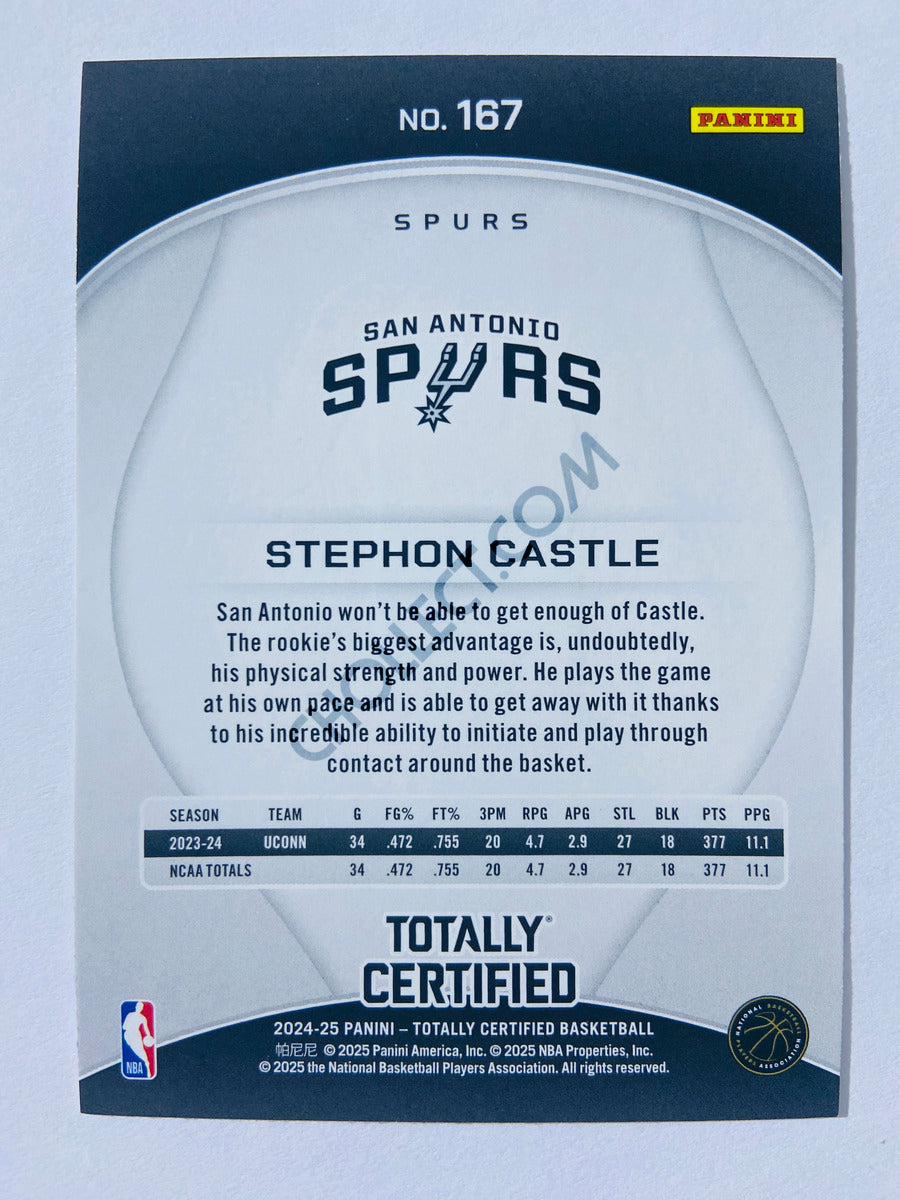 Stephon Castle – San Antonio Spurs 2024-25 Panini Totally Certified RC Rookie #167
