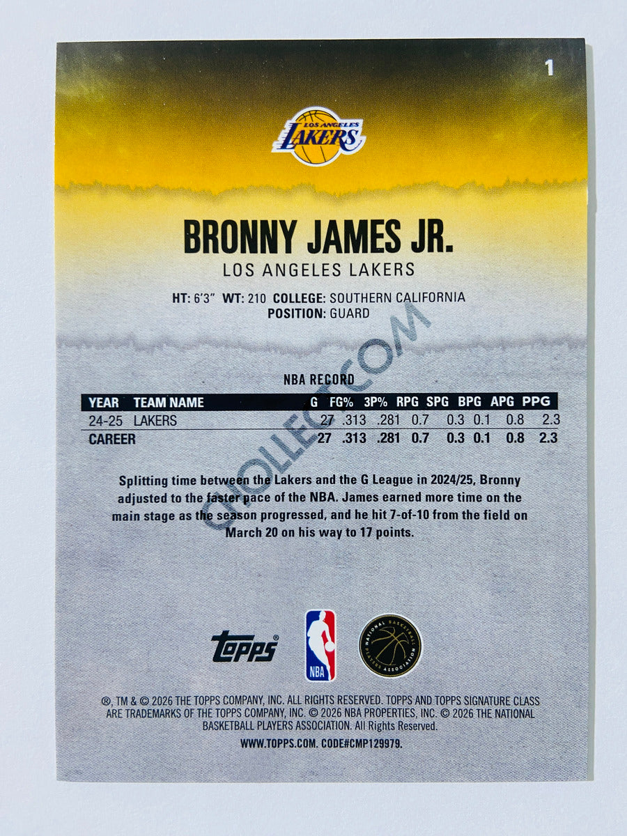 Bronny James Jr. - Los Angeles Lakers 2025-26 Topps Signature Class #1