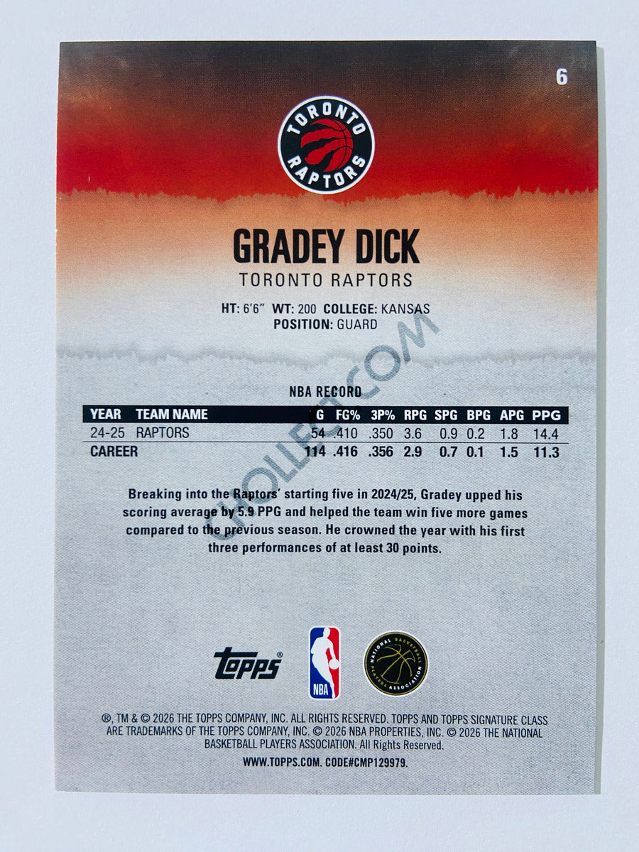 Gradey Dick - Toronto Raptors 2025-26 Topps Signature Class #6