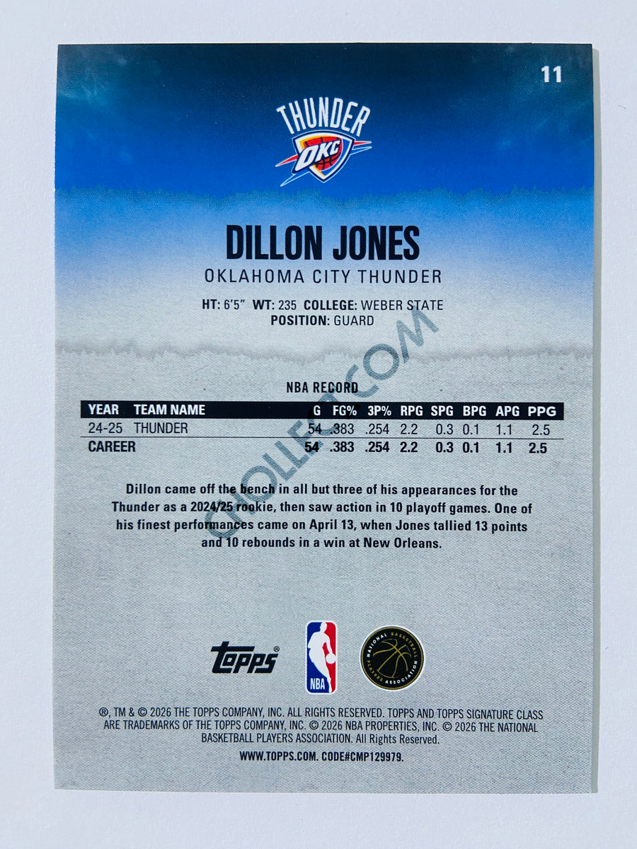 Dillon Jones - Oklahoma City Thunder 2025-26 Topps Signature Class #11
