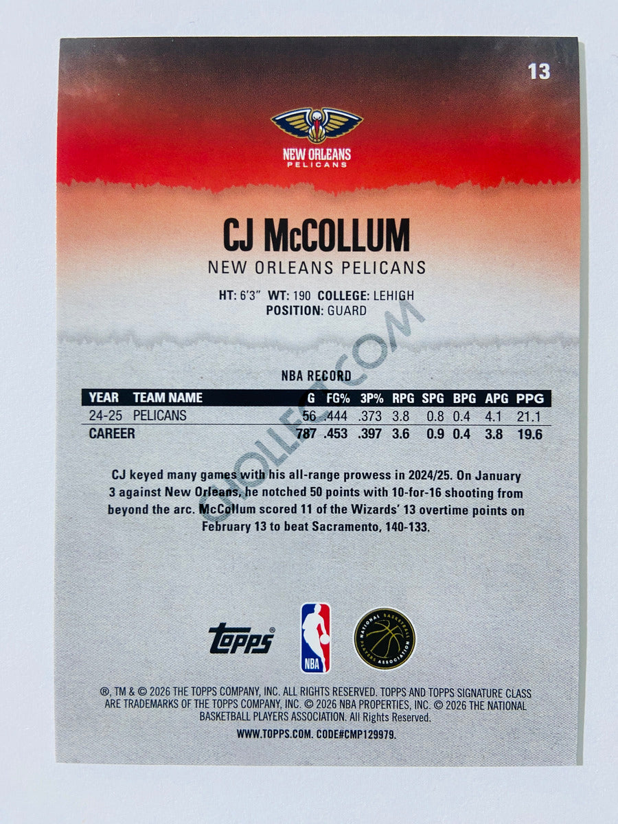 CJ McCollum - New Orleans Pelicans 2025-26 Topps Signature Class #13