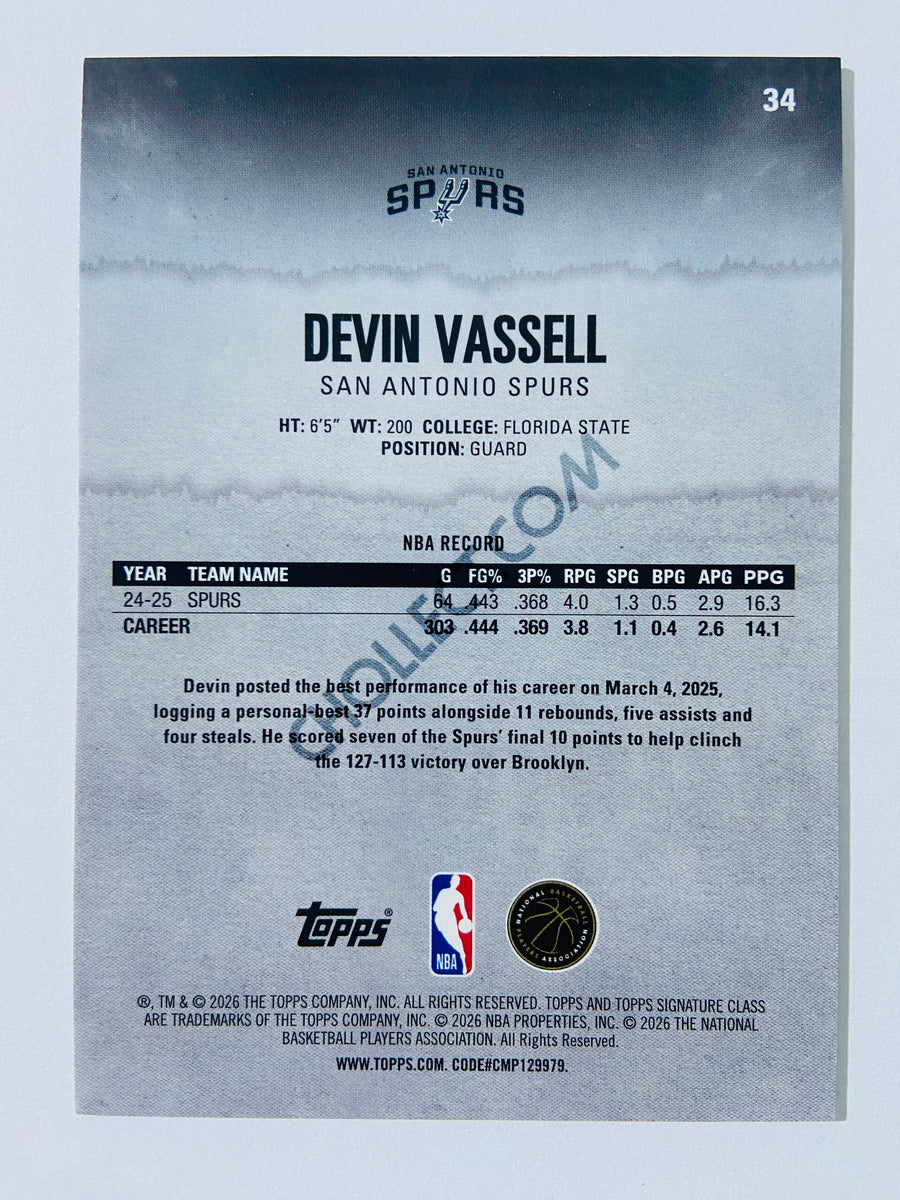Devin Vassell - San Antonio Spurs 2025-26 Topps Signature Class #34