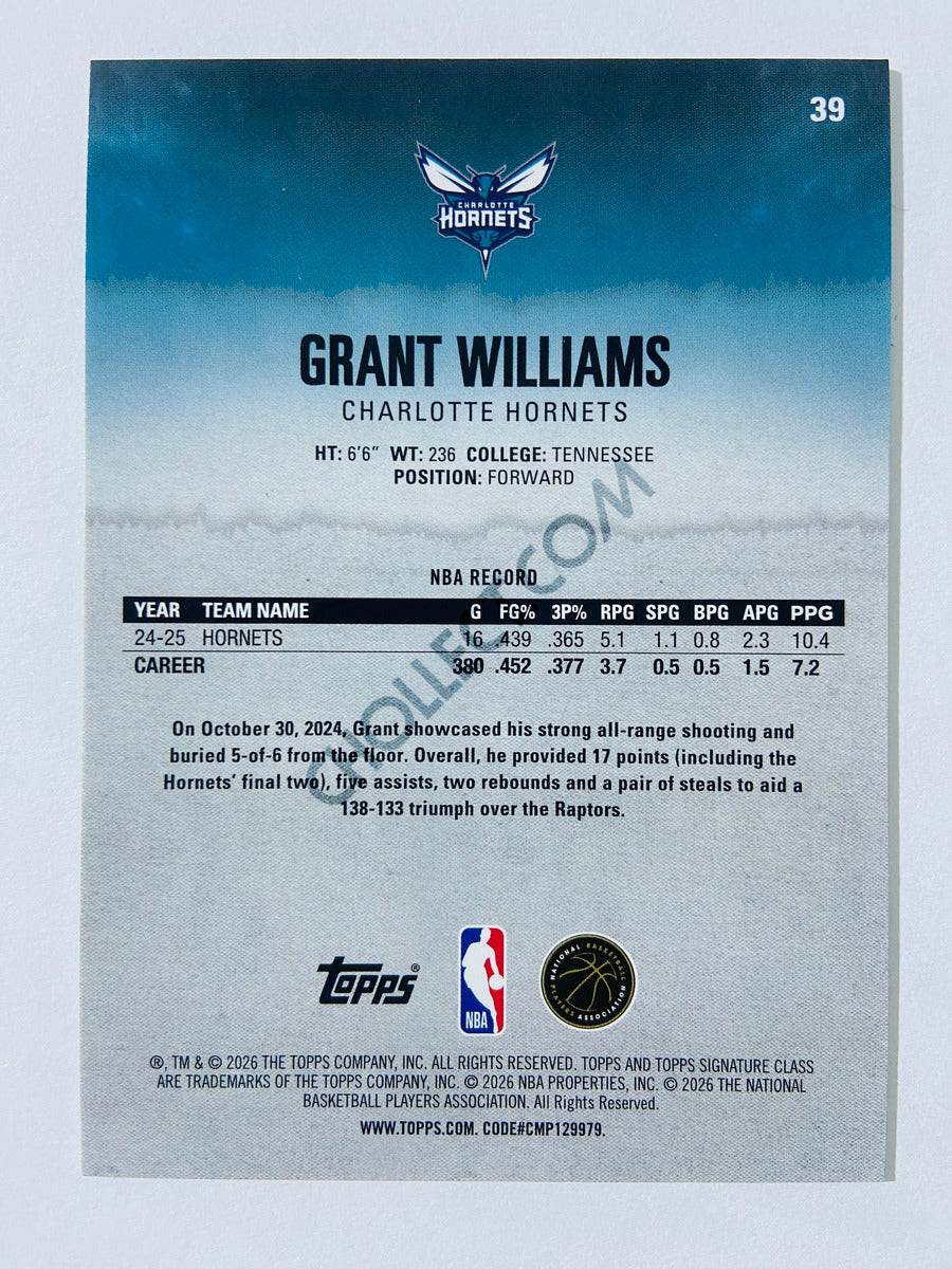 Grant Williams - Charlotte Hornets 2025-26 Topps Signature Class #39