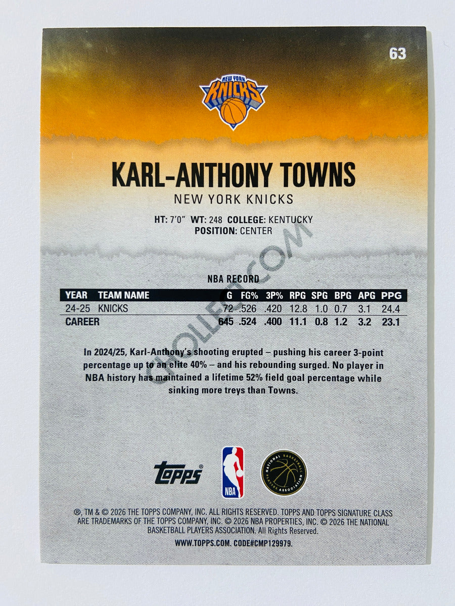 Karl-Anthony Towns - New York Knicks 2025-26 Topps Signature Class #63