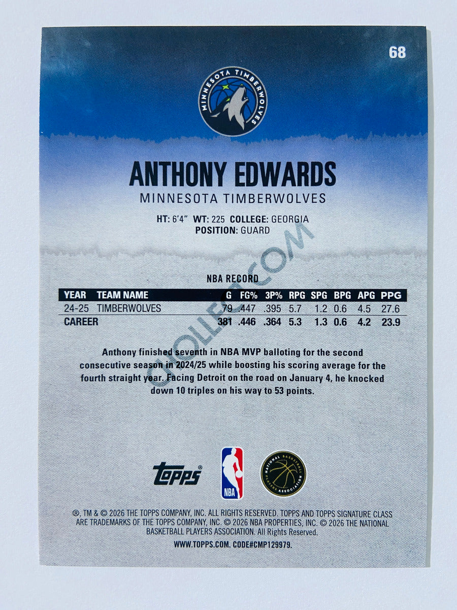 Anthony Edwards - Minnesota Timberwolves 2025-26 Topps Signature Class #68