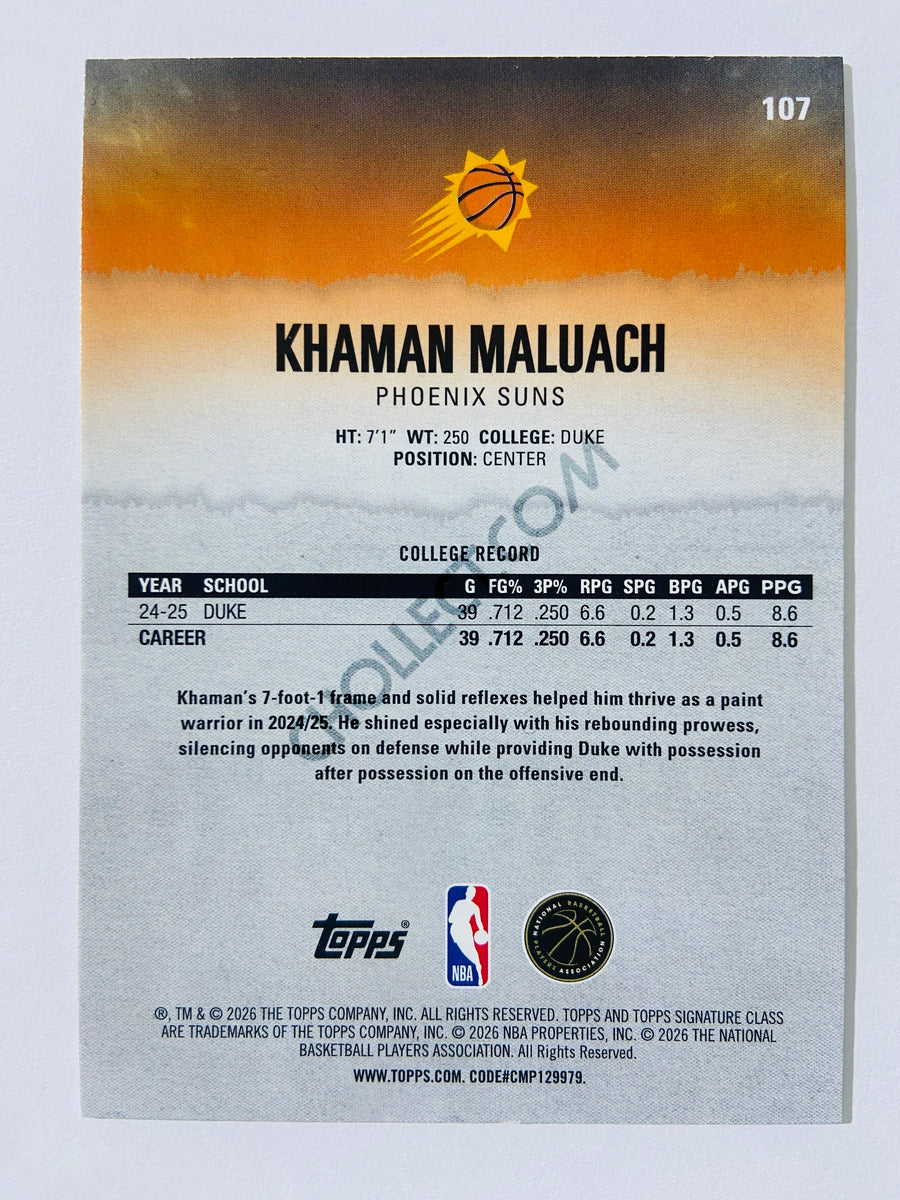 Khaman Maluach - Phoenix Suns 2025-26 Topps Signature Class RC Rookie #107