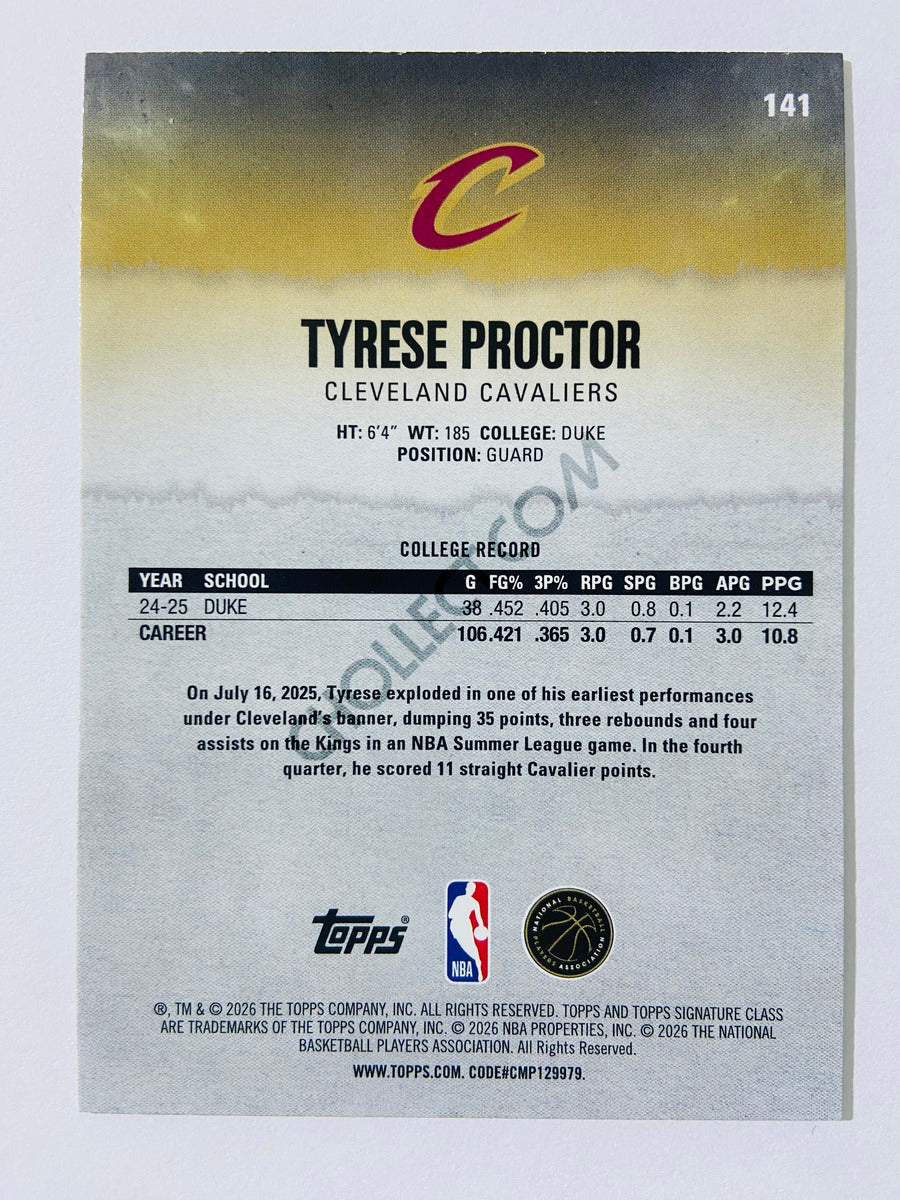 Tyrese Proctor - Cleveland Cavaliers 2025-26 Topps Signature Class RC Rookie #141