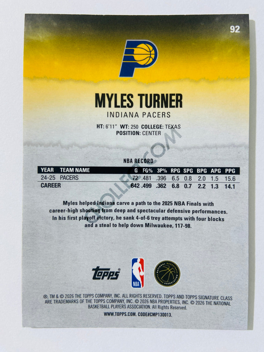 Myles Turner - Indiana Pacers 2025-26 Topps Signature Class Chrome Variation #92