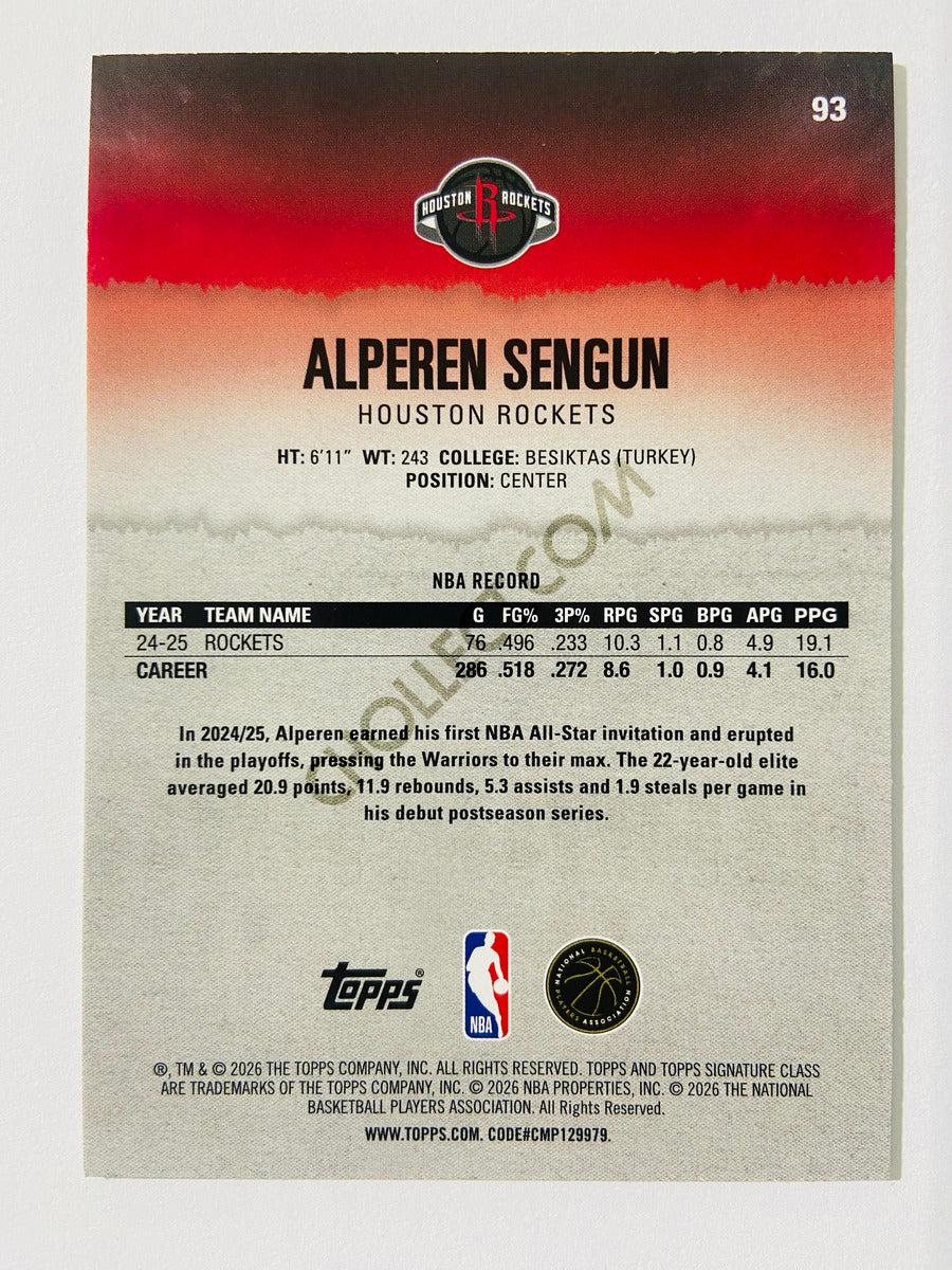 Alperen Sengun - Houston Rockets 2025-26 Topps Signature Class Blue & Orange #93