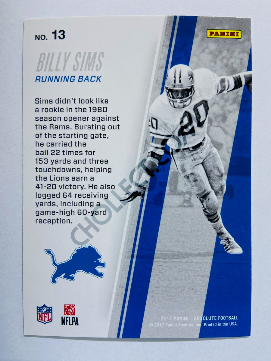 Billy Sims - Detroit Lions 2017 Panini Absolute Kickoff Insert #13