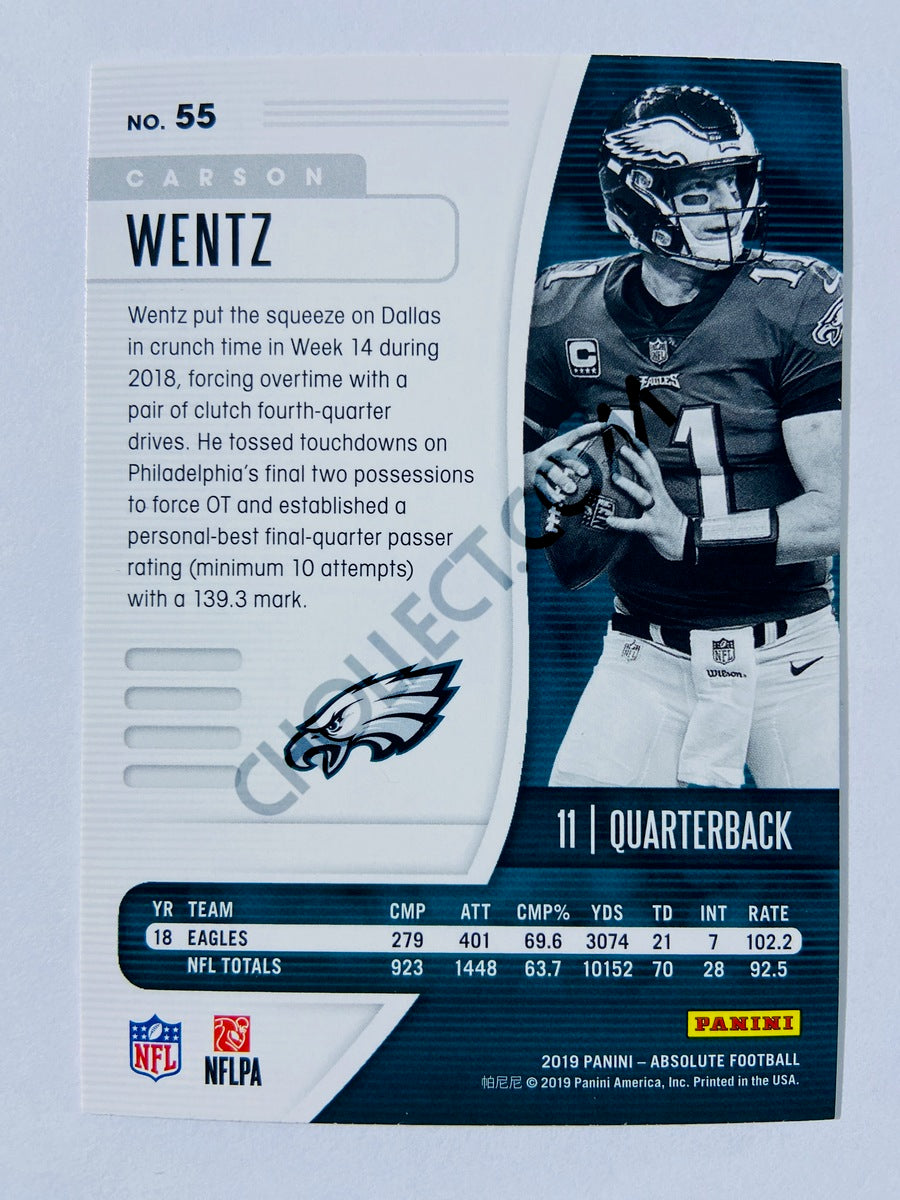 Carson Wentz - Philadelphia Eagles 2019-20 Panini Absolute #55