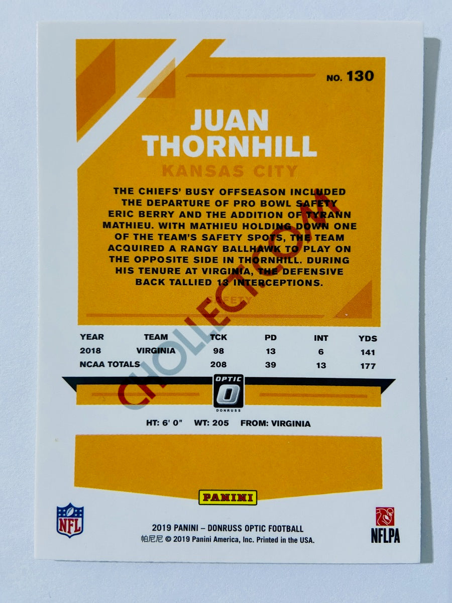 Juan Thornhill - Kansas City Chiefs 2019 Panini Donruss Optic RC Rookie #130