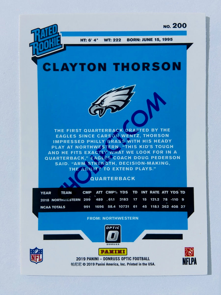 Clayton Thorson - Philadelphia Eagles 2019 Panini Donruss Optic Rated Rookie #200