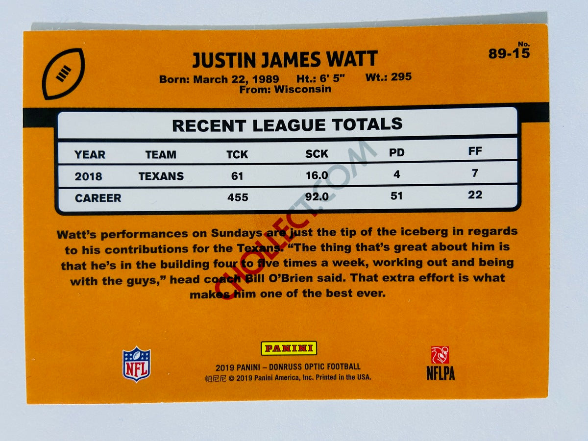 J.J. Watt - Houston Texans 2019 Panini Donruss Optic 1989 Tribute Insert #15