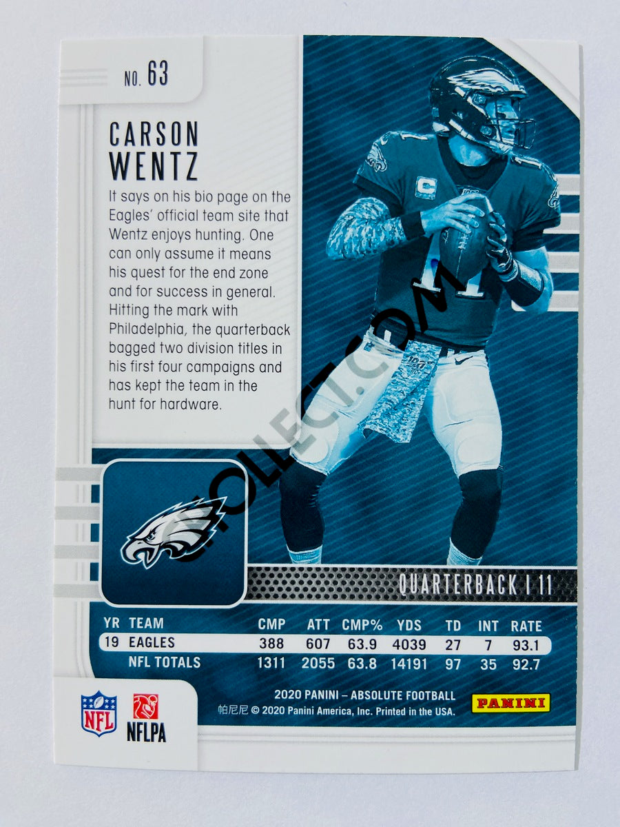Carson Wentz - Philadelphia Eagles 2020-21 Panini Absolute Football #63