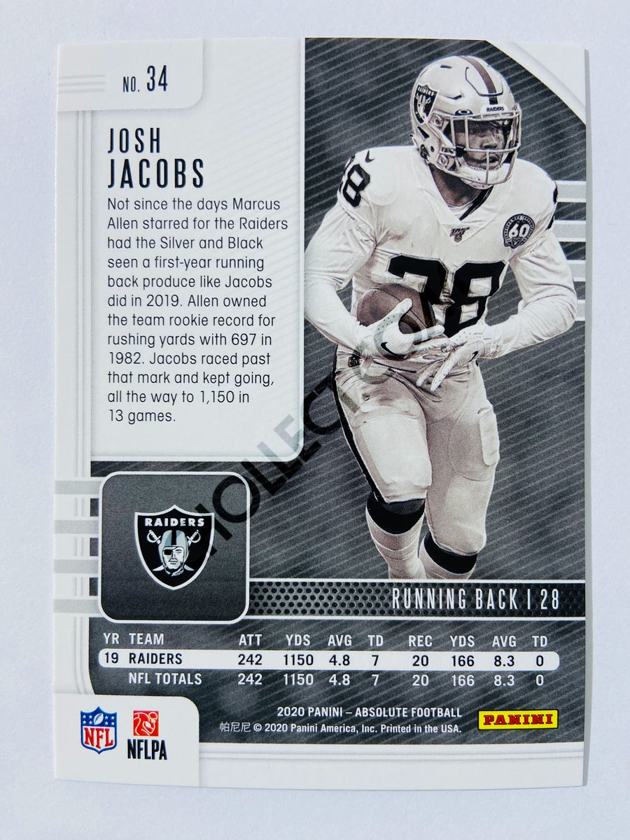 Josh Jacobs - Las Vegas Raiders 2020-21 Panini Absolute Football #34 Orange Mosaic Parallel 001/149