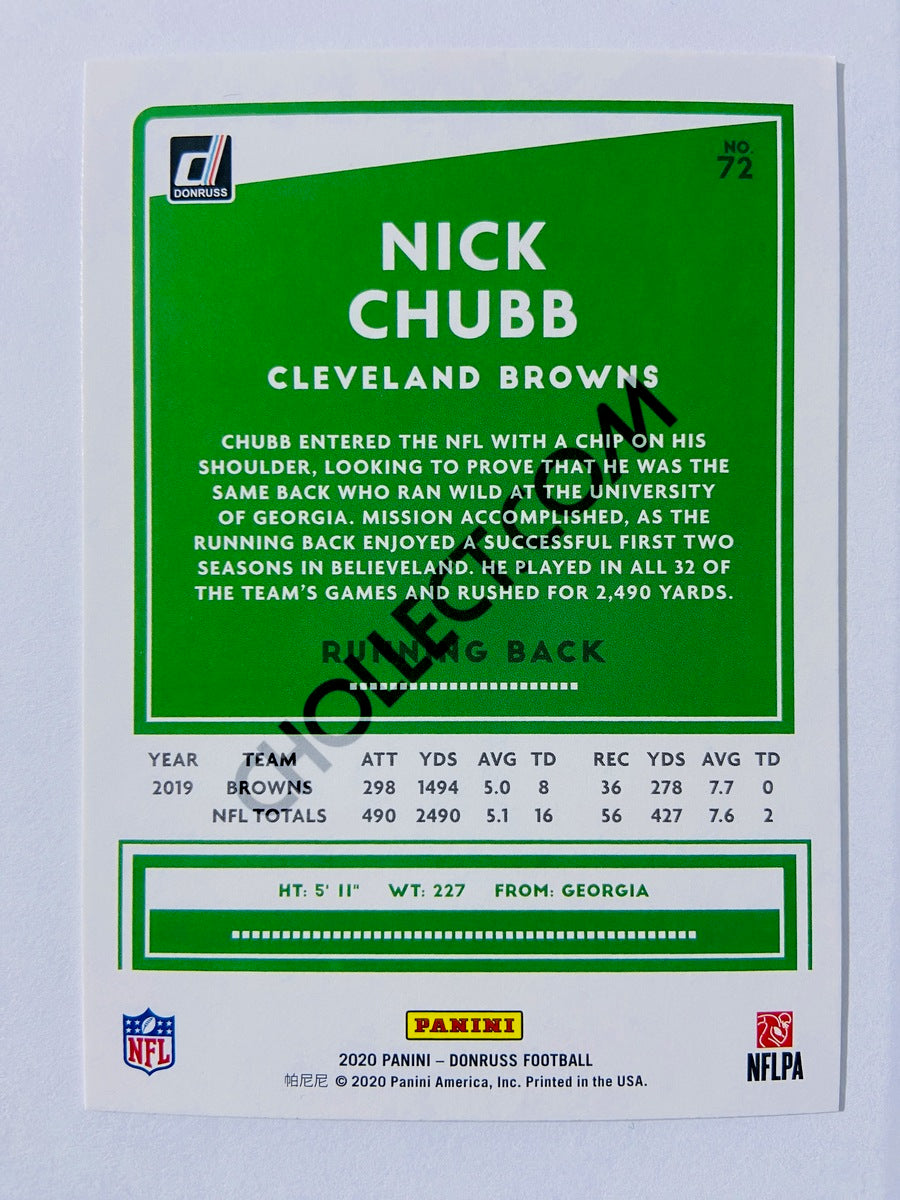 Nick Chubb - Cleveland Browns 2020 Panini Donruss #72