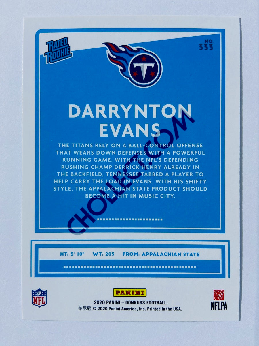 Darrynton Evans - Tennessee Titans 2020 Panini Donruss Press Proof Rated Rookie #333