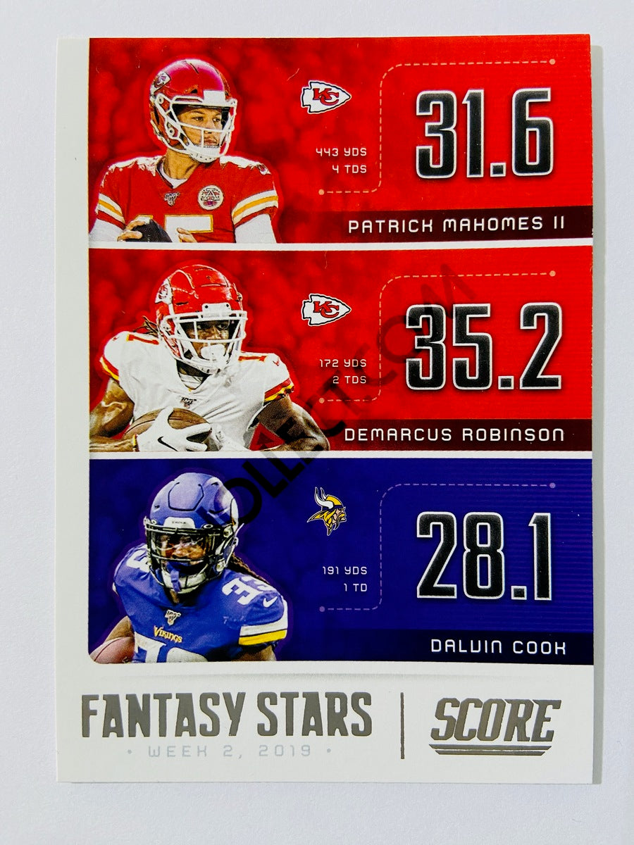 Dalvin Cook / Demarcus Robinson / Patrick Mahomes II - 2020 Panini Score Fantasy Stars Insert #FS-PDD