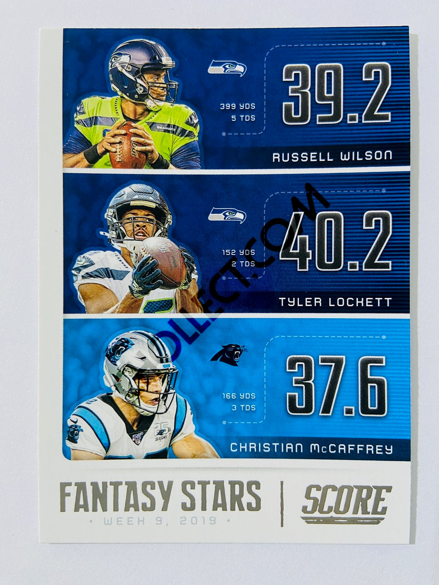 Christian McCaffrey / Russell Wilson / Tyler Lockett - 2020 Panini Score Fantasy Stars Insert #FS-RTC