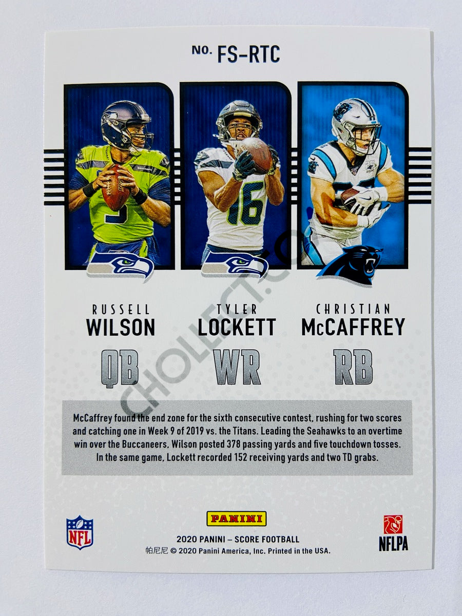 Christian McCaffrey / Russell Wilson / Tyler Lockett - 2020 Panini Score Fantasy Stars Insert #FS-RTC