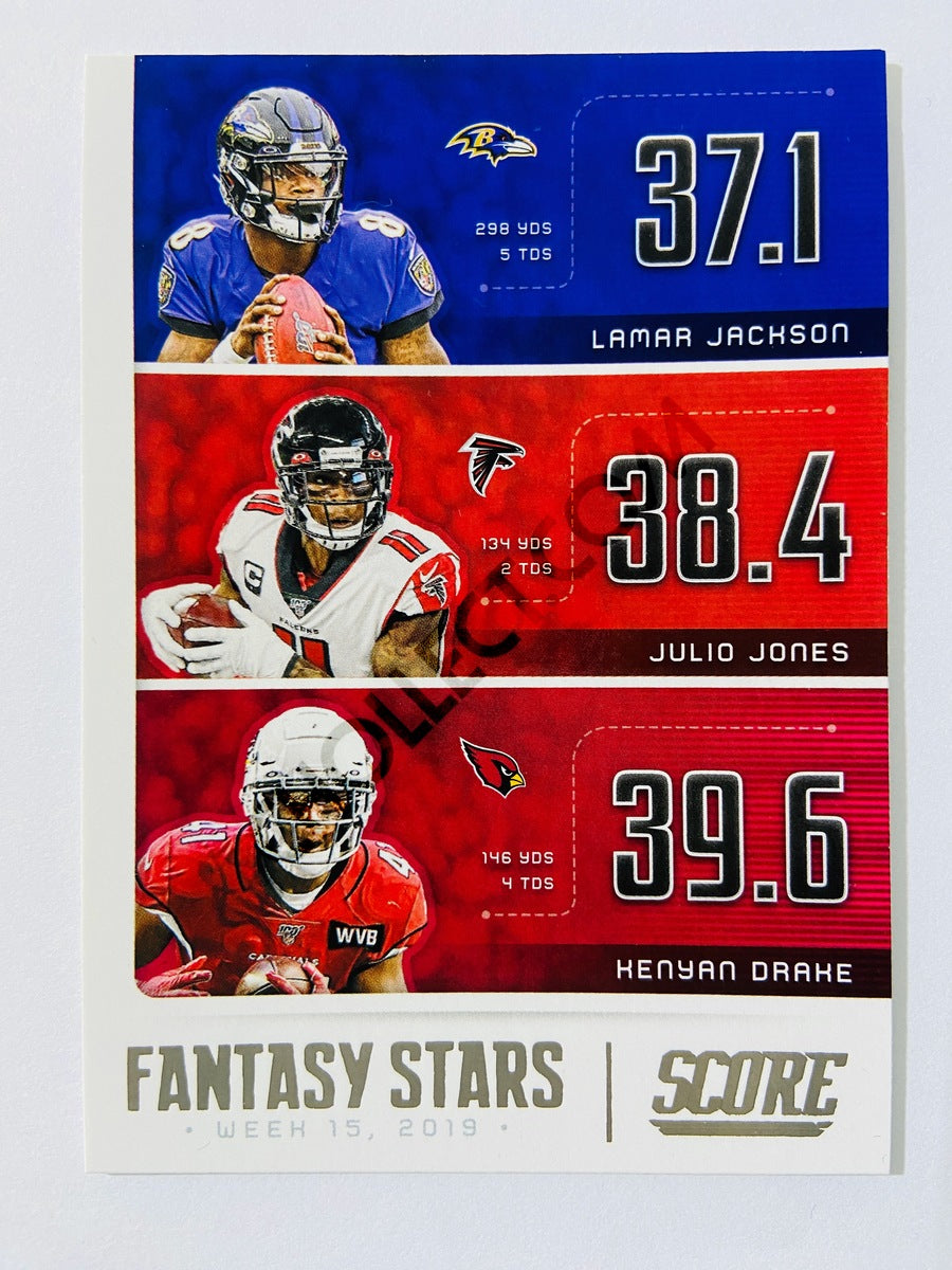 Julio Jones / Kenyan Drake / Lamar Jackson - 2020 Panini Score Fantasy Stars Insert #FS-LJK