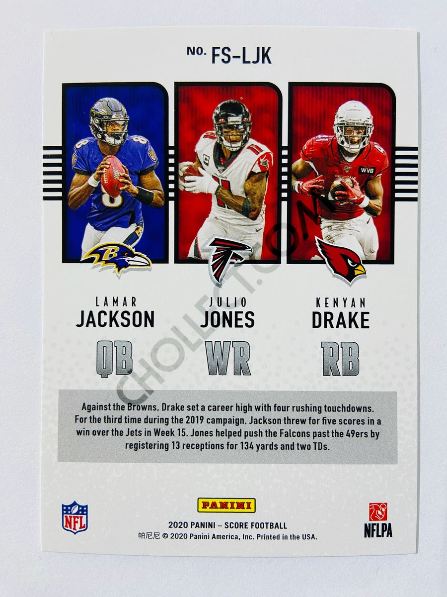 Julio Jones / Kenyan Drake / Lamar Jackson - 2020 Panini Score Fantasy Stars Insert #FS-LJK