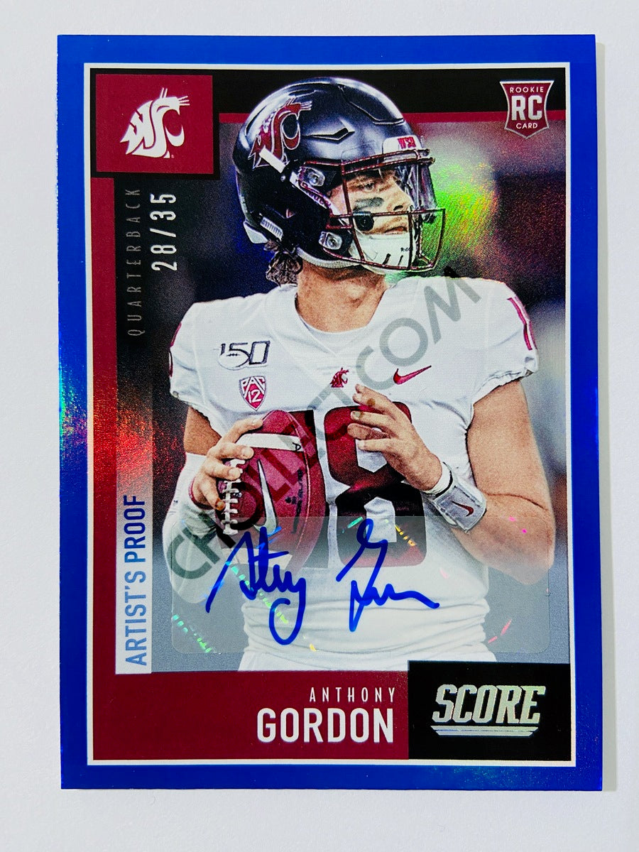 Anthony Gordon - Washington State Cougars 2020 Panini Score RC Rookie #246 Artist's Proof Parallel Autograph 28/35