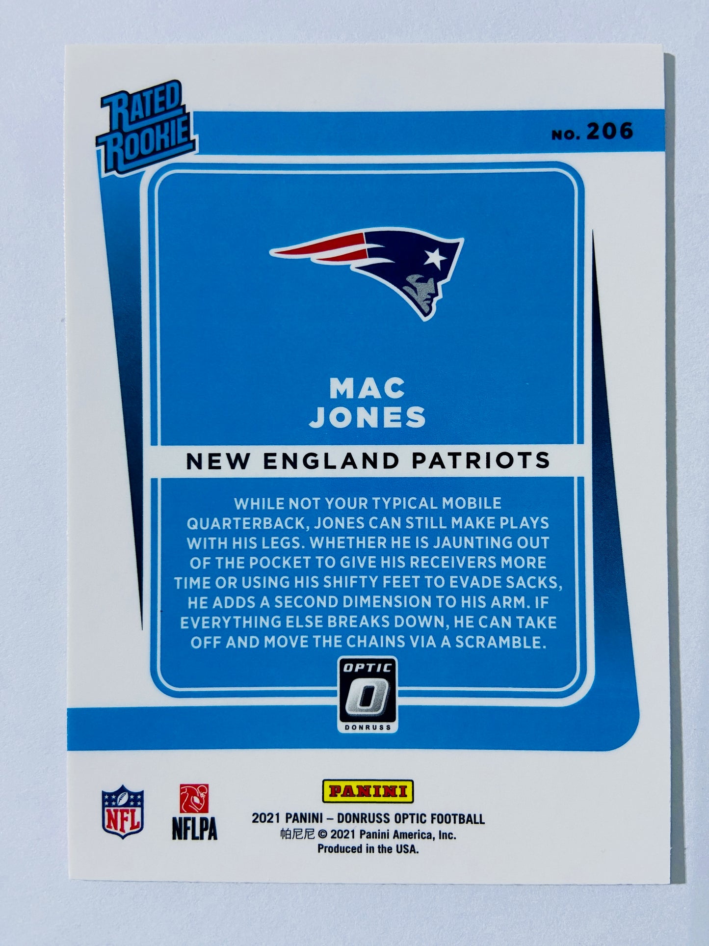 Mac Jones - New England Patriots 2021 Panini Donruss Optic Rated Rookie #206