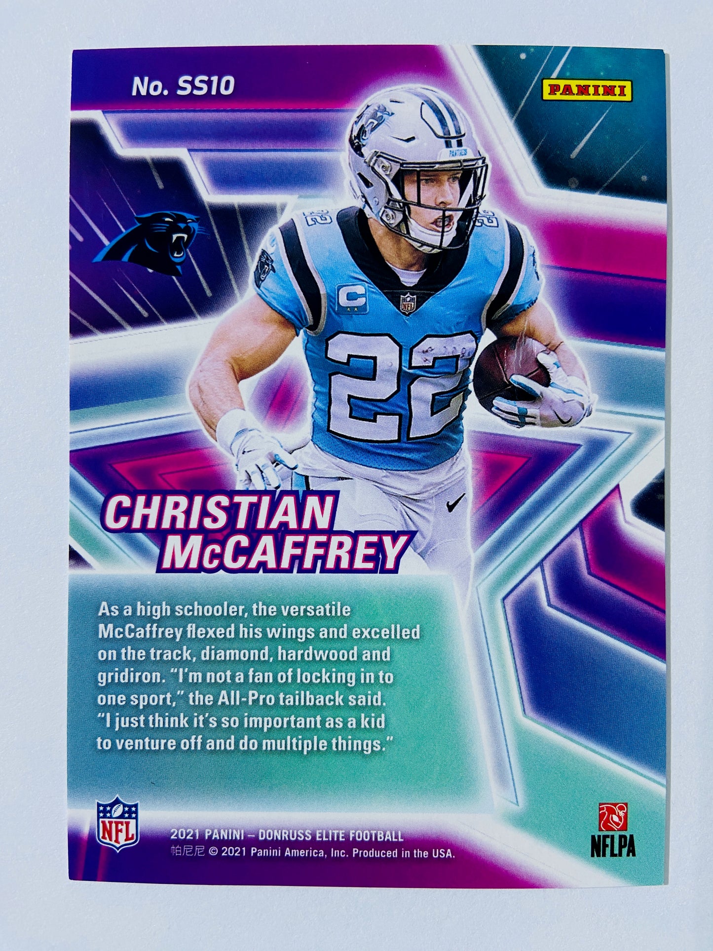 Christian McCaffrey - Carolina Panthers 2021 Panini Donruss Elite Star Status #SS10 Red Parallel /99