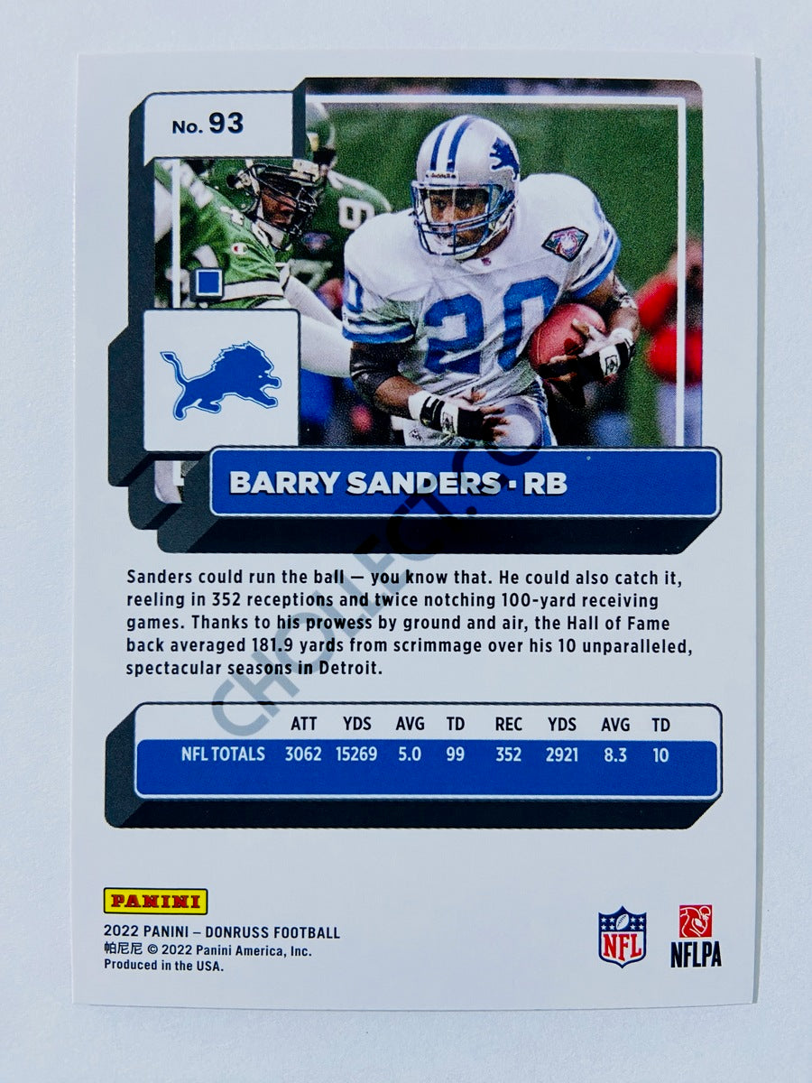 Barry Sanders - Detroit Lions 2022 Panini Donruss #93