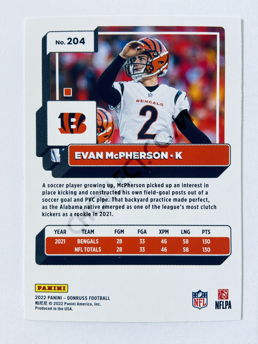 Evan McPherson - Cincinnati Bengals 2022 Panini Donruss #204