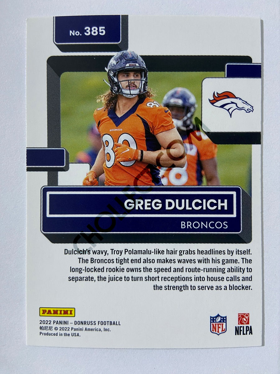 Greg Dulcich - Denver Broncos 2022 Panini Donruss Rated Rookie #385