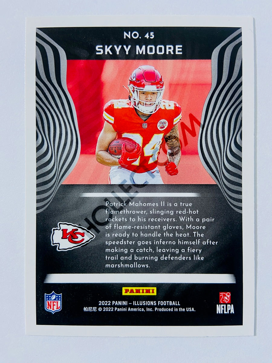 Skyy Moore - Kansas City Chiefs 2022 Panini Illusions RC Rookie Stardust Parallel #45