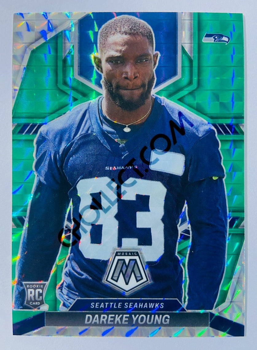 Dareke Young - Seattle Seahawks 2022 Panini Mosaic Green Prizm Parallel RC Rookie #349